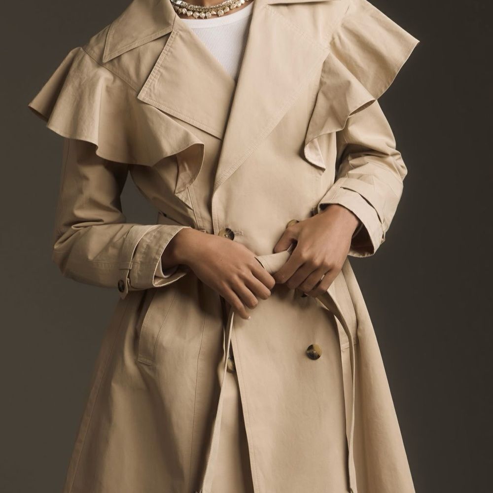 Anthropologie | Ruffled Trench Coat | Size: XS - Picture 3 of 4